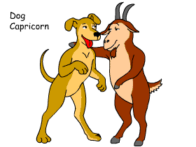 Dog/Capricorn pair illustration