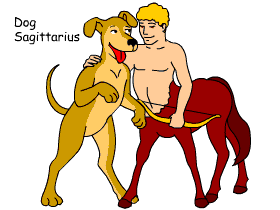 Dog/Sagittarius pair illustration