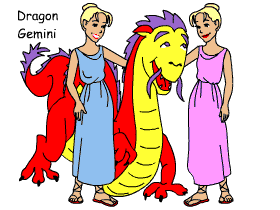 Dragon/Gemini pair illustration