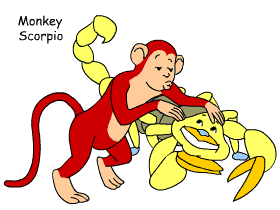 Monkey/Scorpio pair illustration