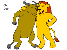 Ox/Leo pair illustration