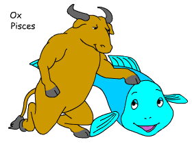 Ox/Pisces pair illustration