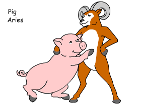 Pig/Aries pair illustration