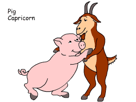 Pig/Capricorn pair illustration