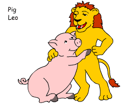 Pig/Leo pair illustration